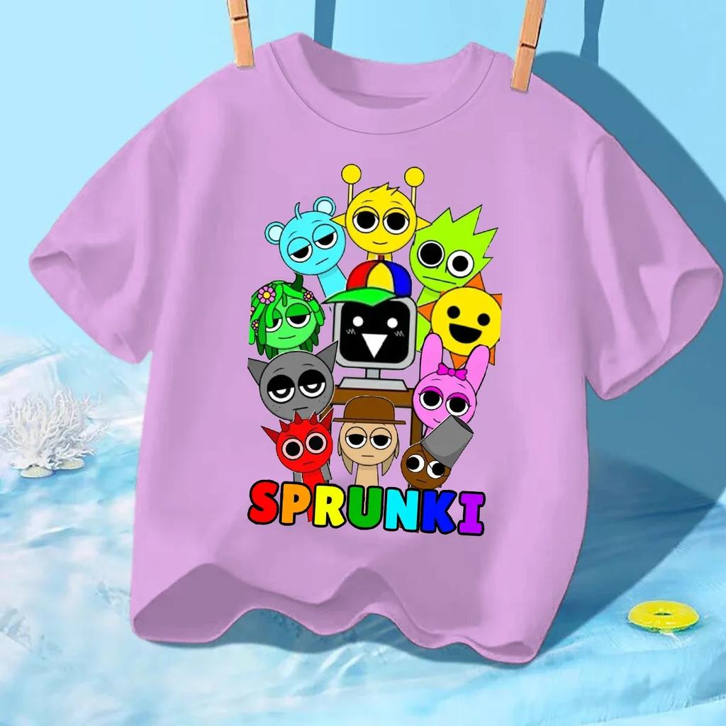 Sprunki Kids Tshirt Fashion Cartoon Figure Boys Girls Clothes Summer Round Neck Short Sleeve Tshirt Sprunki Childrens Clothing