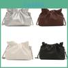 Small Pu Bucket Handbag With Wrinkled Texture And Chain Shoulder Strap For Street Fashion