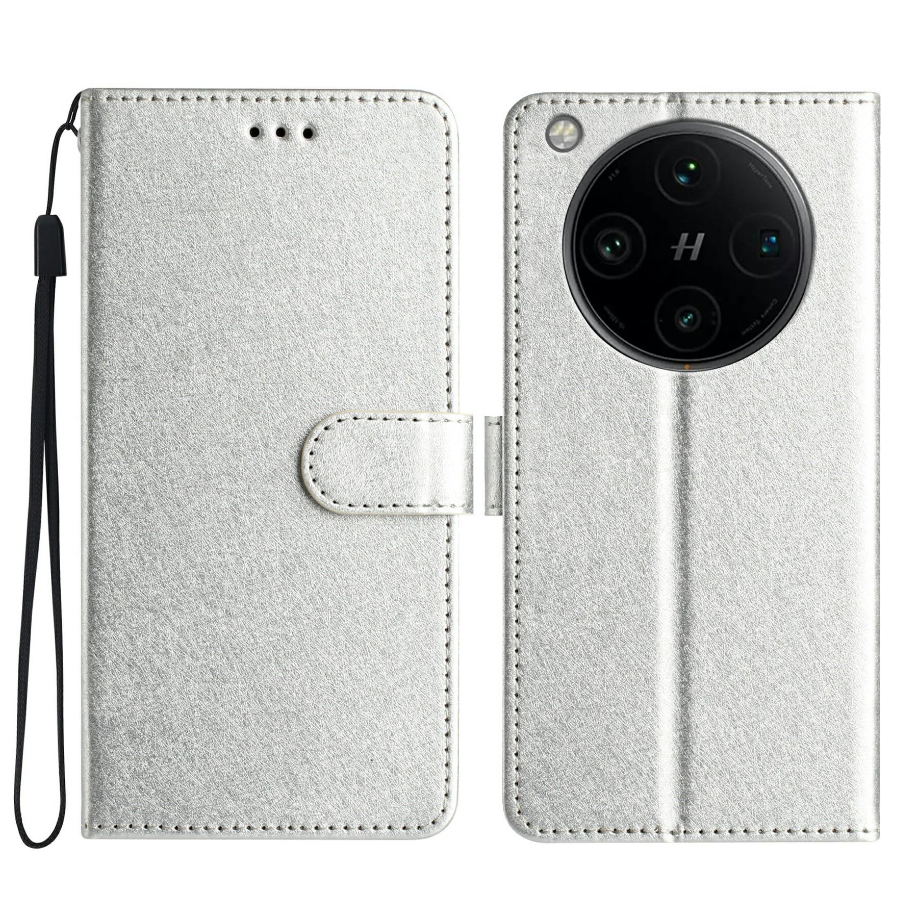 

For Oppo Find X8 Pro 5G Wallet Case Leather Folio Phone Cover Magnetic Clasp Silver