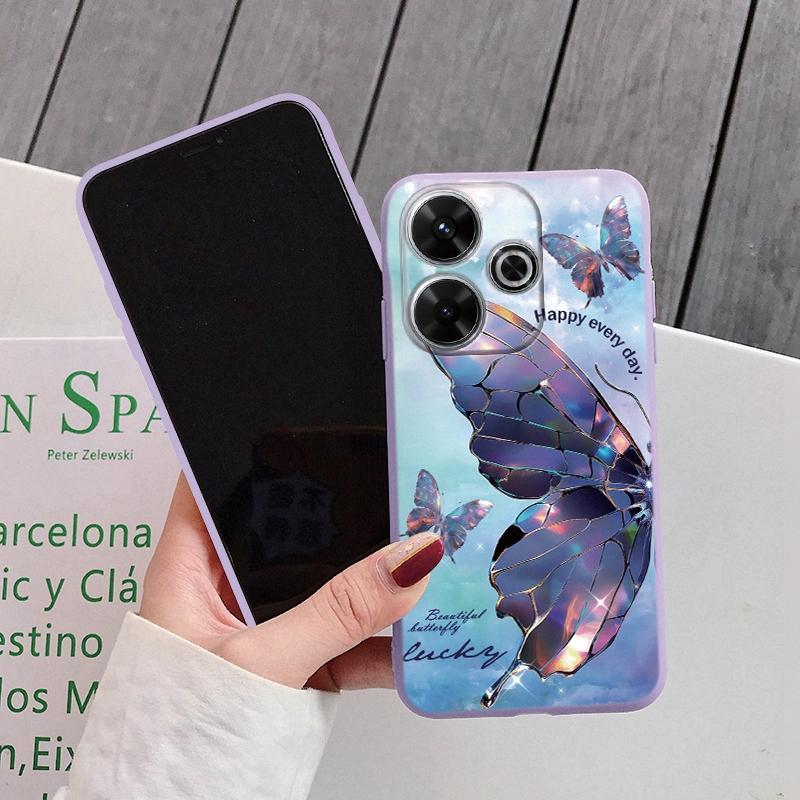 Butterfly Soft Silicone Case For Redmi Note 13 Pro 13C 14 Poco C65 Samsung A55 M35 S24 Xiaomi iPhone Huawei Honor 200 Realme 9 Camera Shockproof Cover
