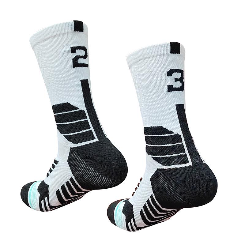 Qiao Kushi Mid-Calf Sports Socks, Thick Terry, Sweat-Absorbent, Adult Basketball Socks
