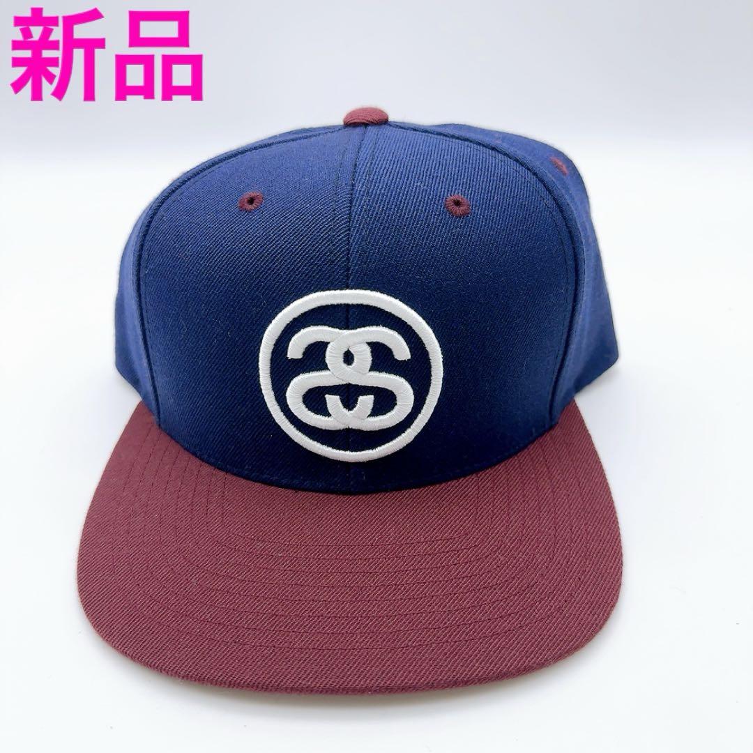 

[USED] Stussy SS Link Cap, Navy x Burgundy with White Embroidery