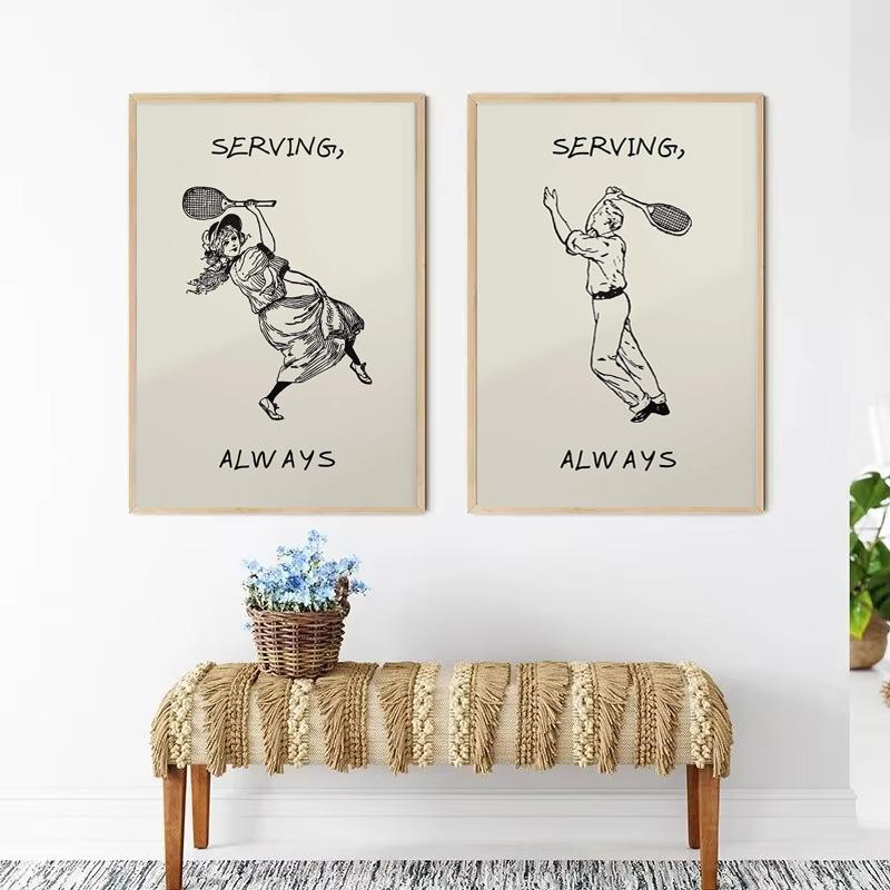 Fashion Tennis Climbing Sports Art Wall Art Tennis Golf Mountaineering Shoes Funny Print Canvas Painting Home Sports Decoration
