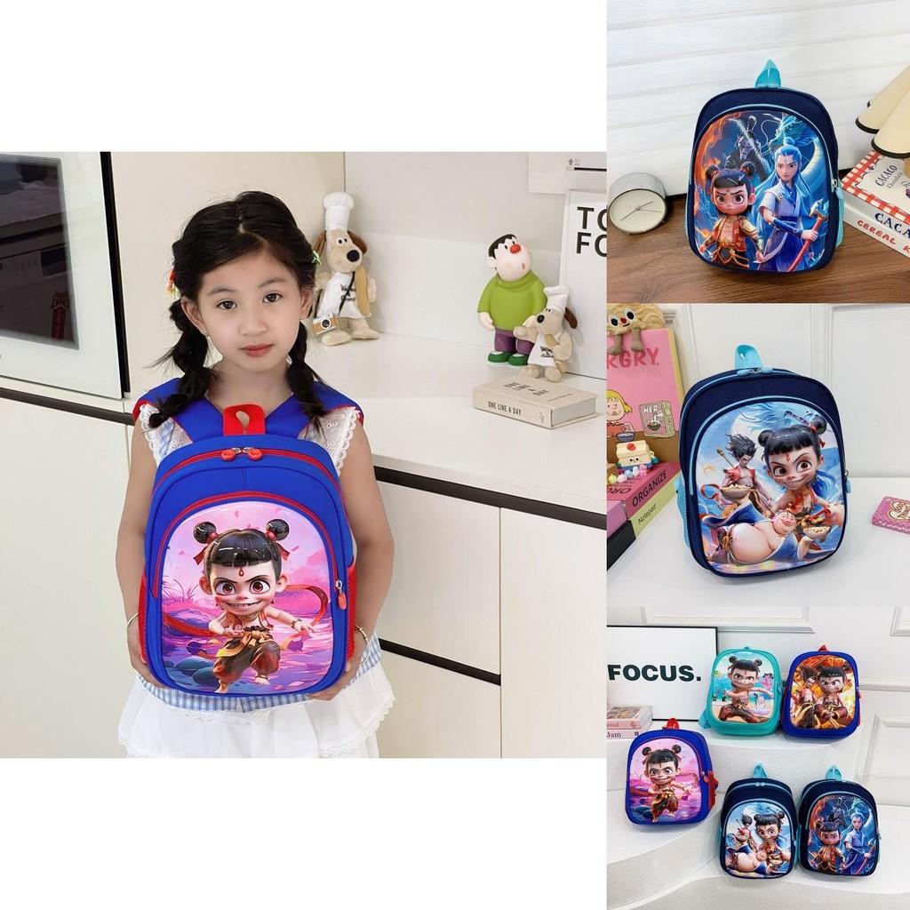 Ne Zha Pattern Kids Backpack With Breathable Nylon For Elementary School And Daily Use