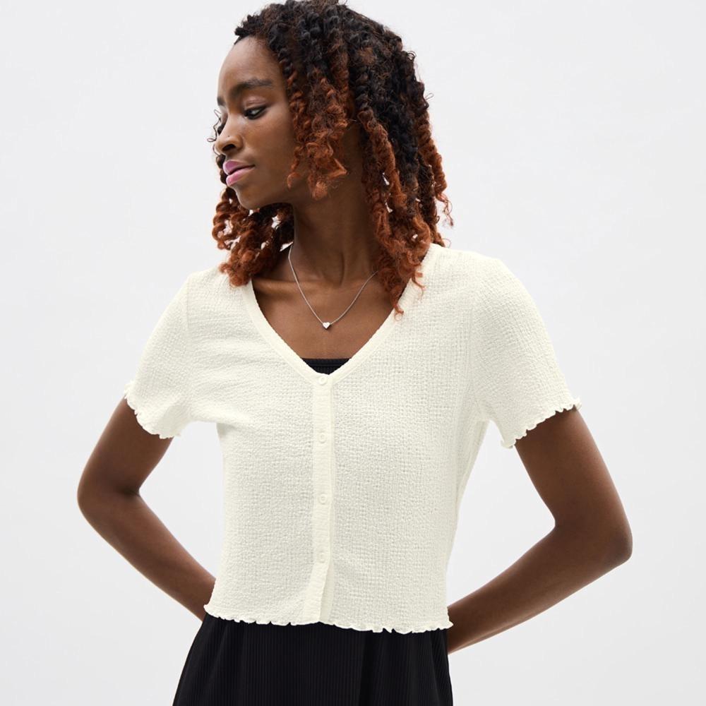

Текстурированный укороченный кардиган с короткими рукавами GU by Uniqlo
