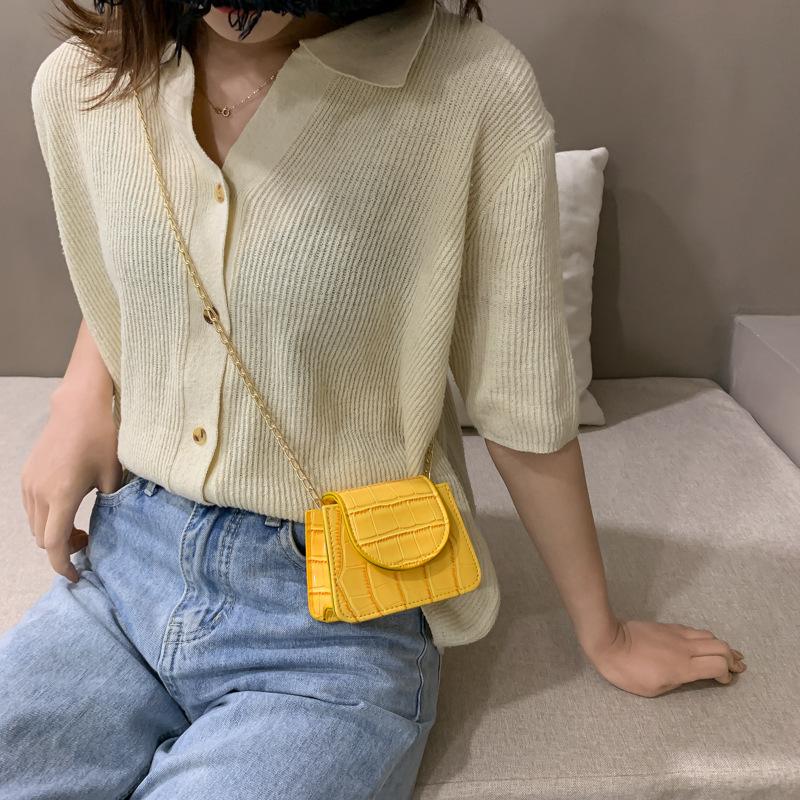 Women Mini Tote Bag New Crocodile Pattern Flap Messenger Crossbody Bag Female Simple Shoulder Bag Compact Square Lady Handbag