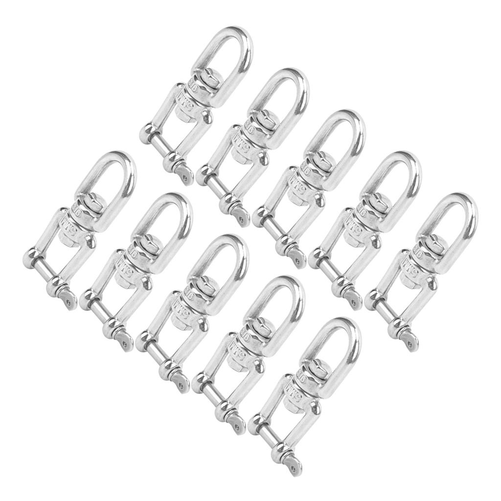 10Pcs Rotating Snap Stainless Steel Double Ended Swivel Hook Shackle Rigging Accessories M5