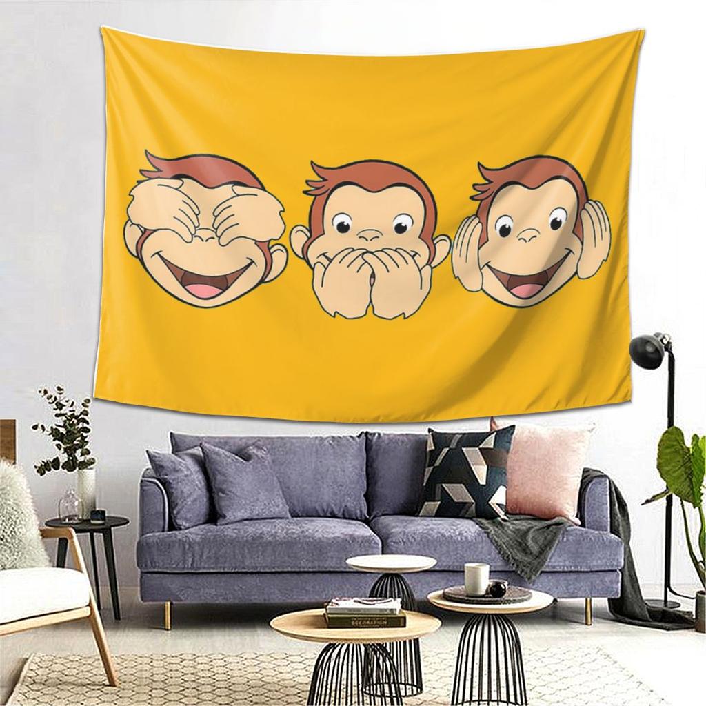 Curious George Tapestry Wall Hanging Aesthetic Home Decor Tapestries for Dorm Room