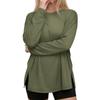 Women's Casual Long Sleeve Loose Fit T-Shirt with Crew Neck and Side Slit Hem Lightweight Pullover Top for Everyday Wear