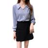 Small 1116 Spring and Autumn Thin Shirt V-Neck Chiffon White Shirt Women's Long Sleeve Loose Versatile Solid Color Top