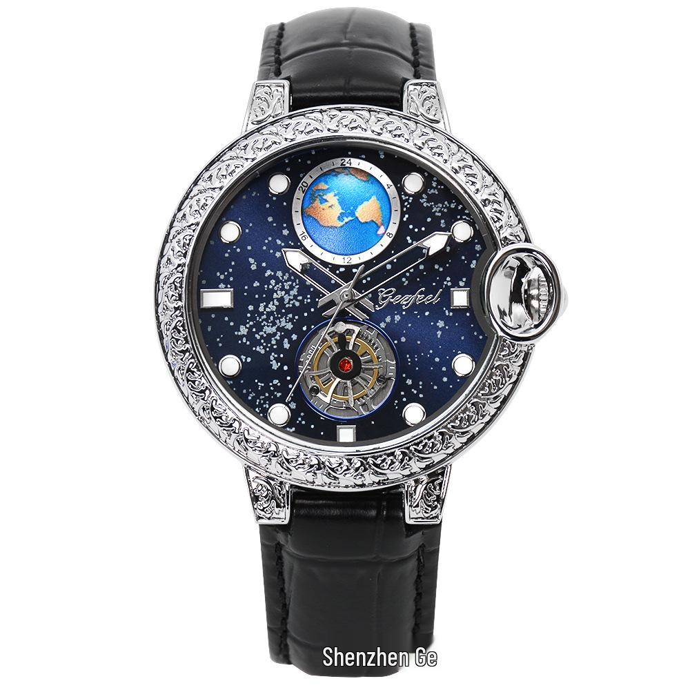 Starry Night Luminous Quartz Watch – Fashionable Men's and Women's Leather Strap Wristwatch