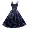Women's Halloween Print Sexy Off-The-Shoulder Punk Vintage Dress