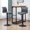Bar Stools Set Of 2 PU Leather Barstools With Backrest And Footrest For Kitchen Counter Breakfast Bar Dark Grey