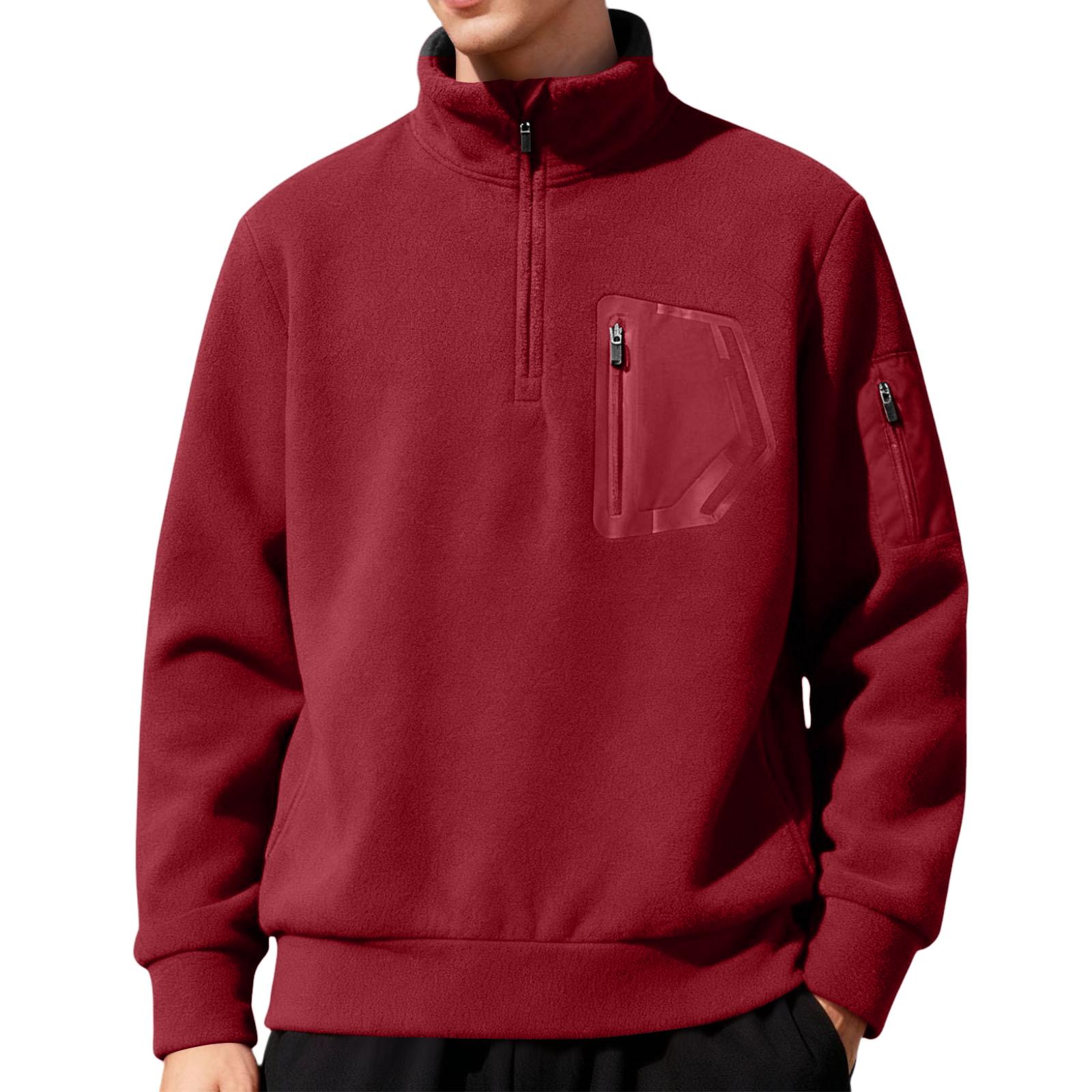 

Мужское повседневное худи оверсайз с флисовой подкладкой и длинными рукавами на молнии 1/4 XL винный