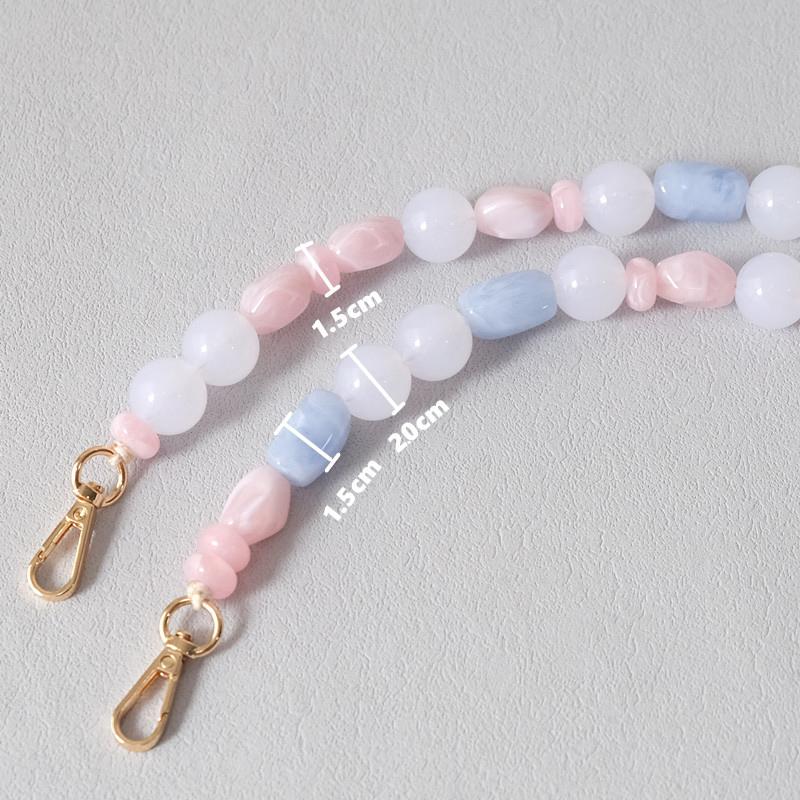 Neue Mode Frau Telefon Zubehör Abnehmbare Blau Perlen Ketten Niedlichen Acryl Luxus Strap Frauen Elegante Telefon Schulter Griff Kette