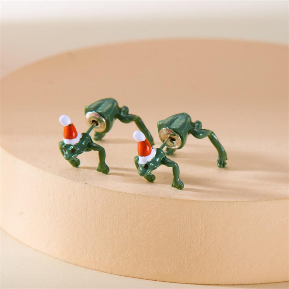 Waterproof Frog Earrings Santa Hat Rock Ear Decoration New Christmas Earrings  Party
