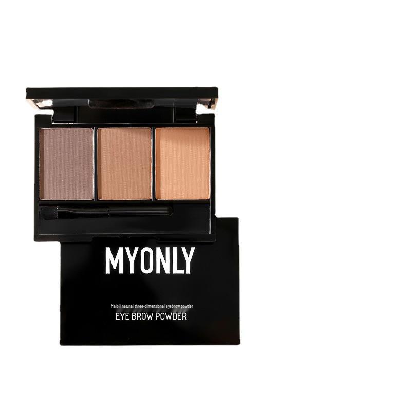 Tri-Color Eyebrow and Nose Shadow Palette with Brushes for Beginners