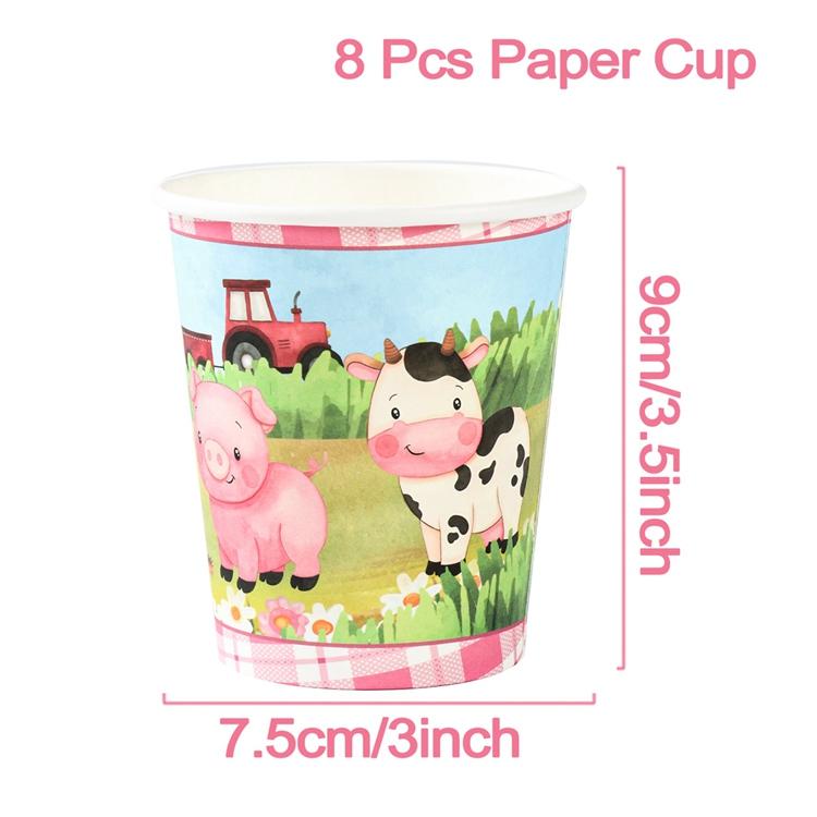 

Розовая одноразовая посуда с фермерскими животными, декор для вечеринки в фермерском стиле, принадлежности для вечеринки на 1-й день рождения девочки, бэби-шауэр