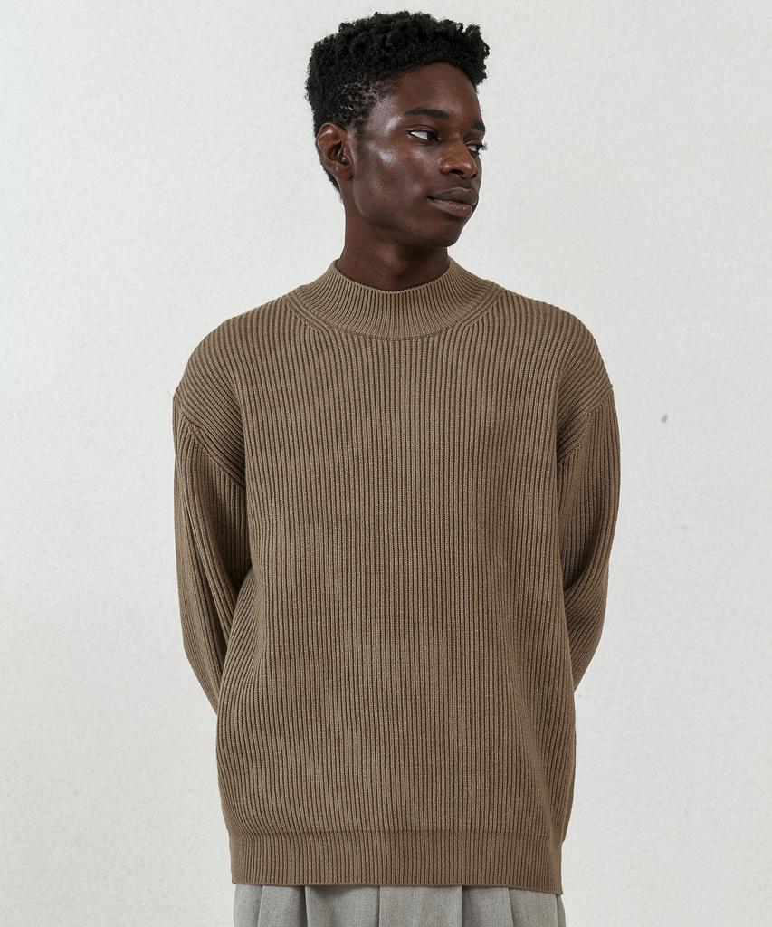TRIP LE SENS Basic Mock Neck Over Knit (Man)_Brown