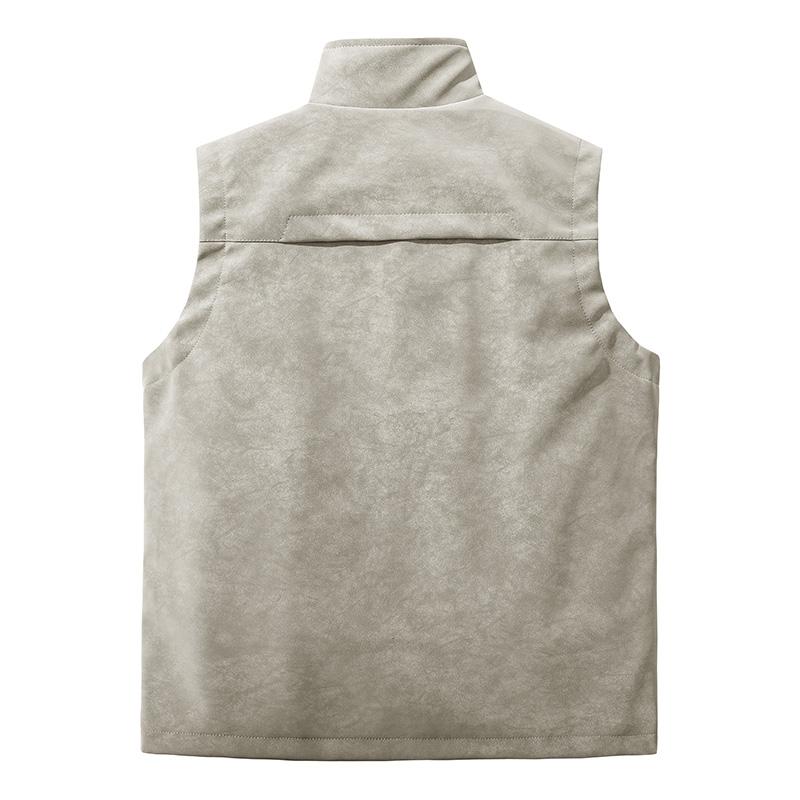 Comfortable Leather Jacket For Autumn And Winter Sleeveless Top, Windproof And Rainproof, Simple And Wear-resistant Stand Up Collar Vest