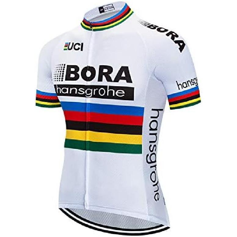 Camisa de Jérsei de Ciclismo Team Bora Camisa de Verão MTB Bike Jersey, Branco, X-Large
