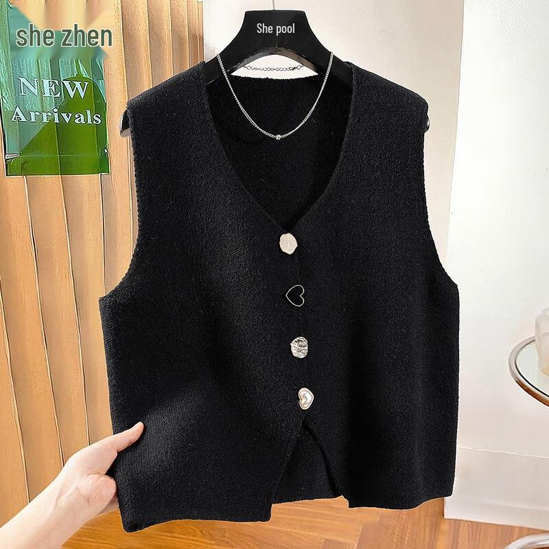 

Women s Solid V-Neck Knitted Layering Vest L