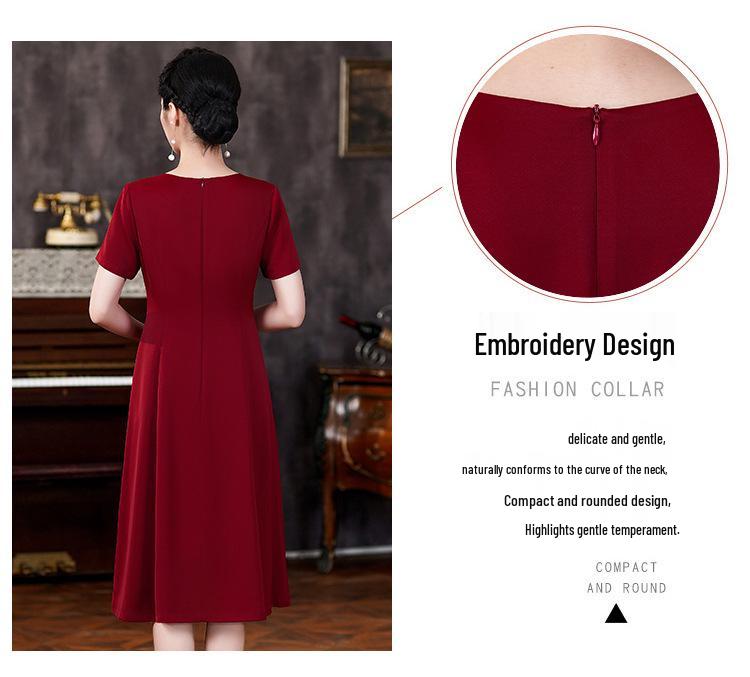2024 Summer Wine Red High-End Mother of the Bride Dress for Festive Wedding Celebrations - Plus Size Available