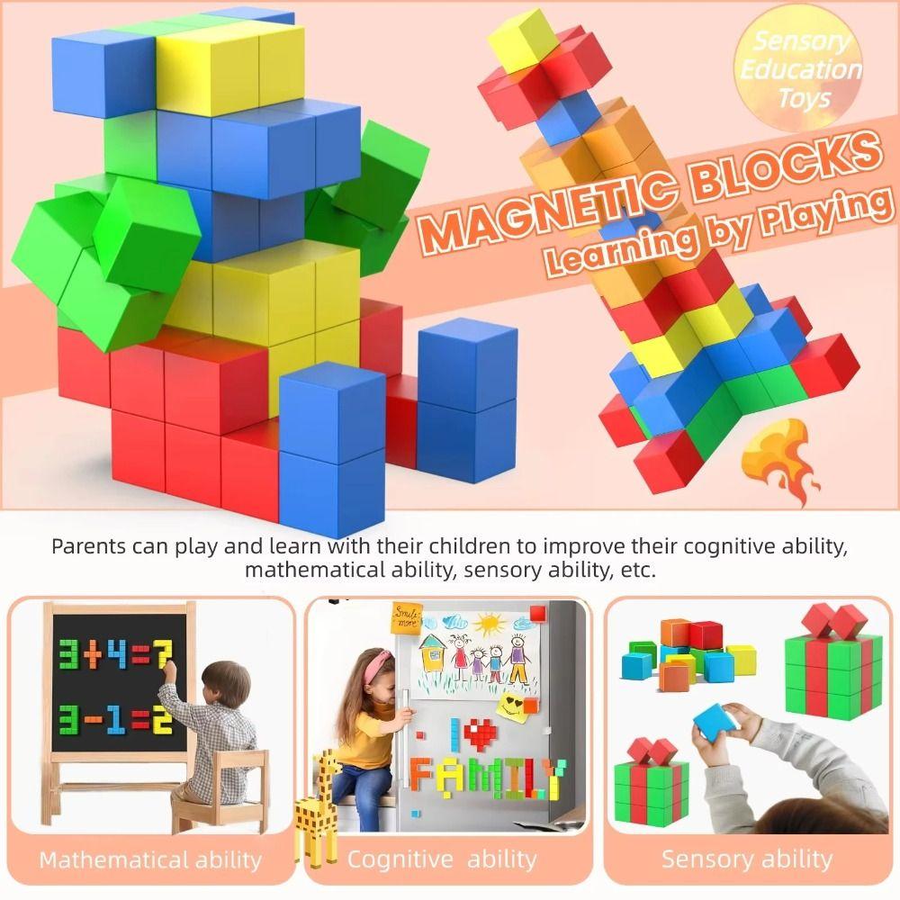 STEM Toy Magnetic Cube Plastic Puzzle Building Blocks Cube Toddlers Preschool
