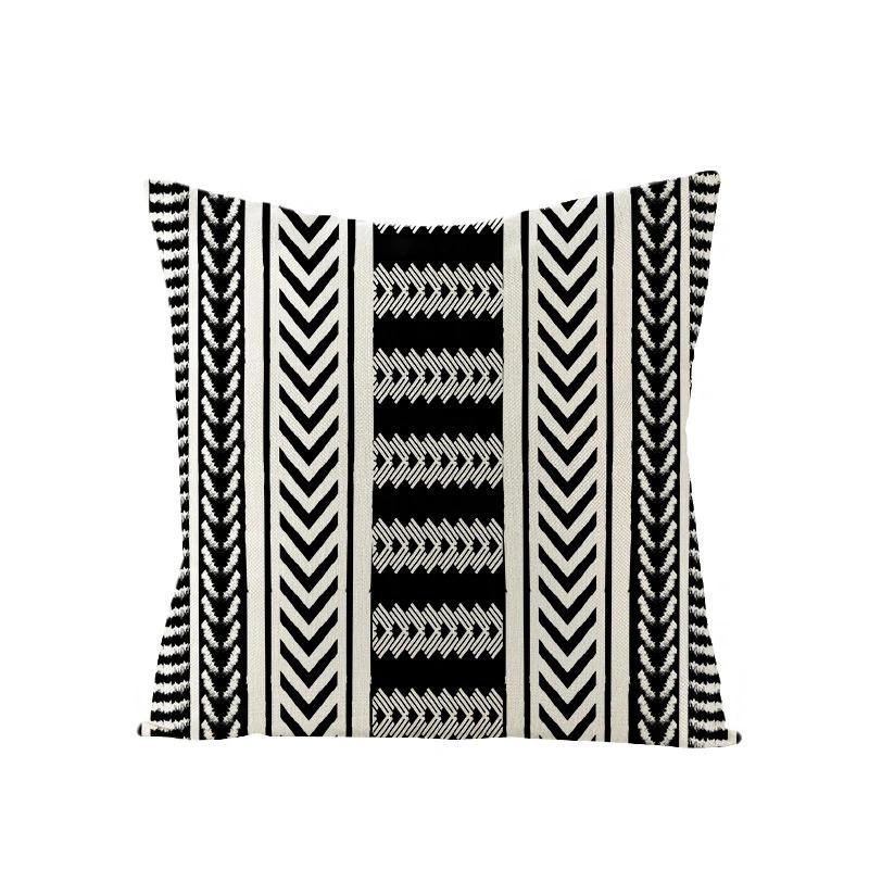 Linen Simple Black White Geometry Cushion Case Modern Nordic Simple Decorative Pillows Case Livingroom Sofa Couch Throw Pillows