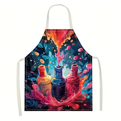 1pc Colorful Paint Splash Apron Artistic Design Kitchen Cooking Bib for Artists