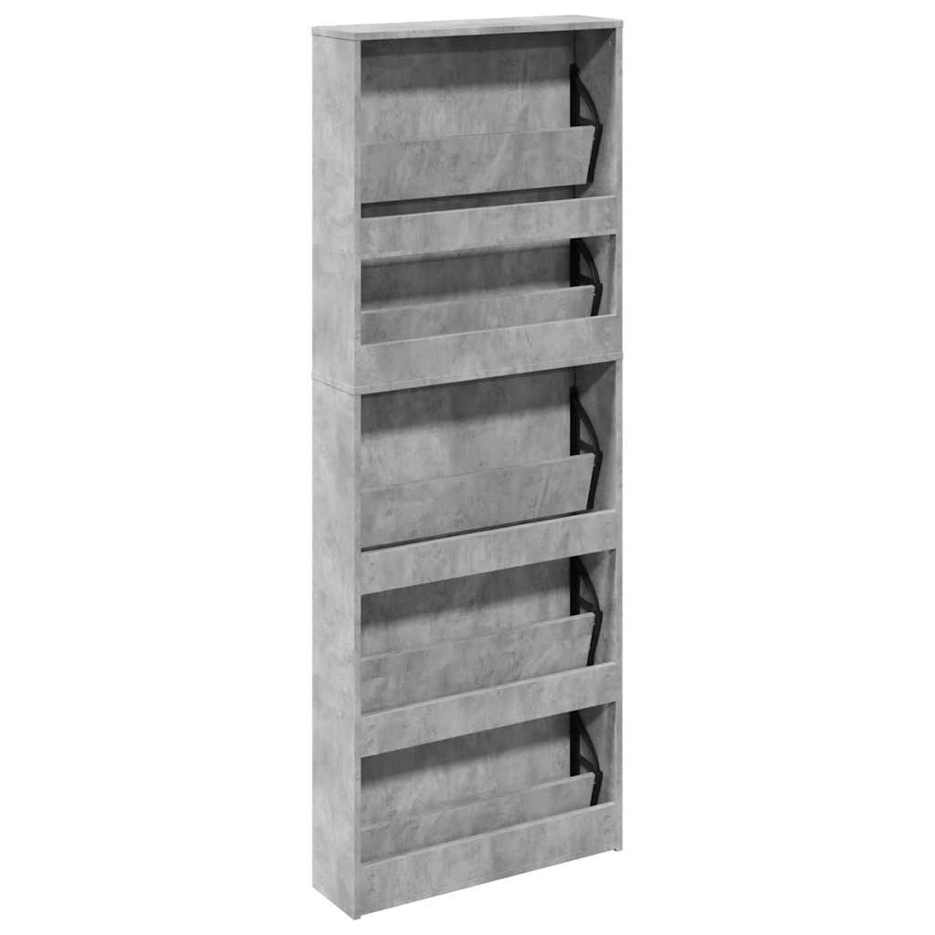 Vidaxl Szafka Na Buty Z Lustrem, Szarość Betonu, 63X17X169,5 Cm