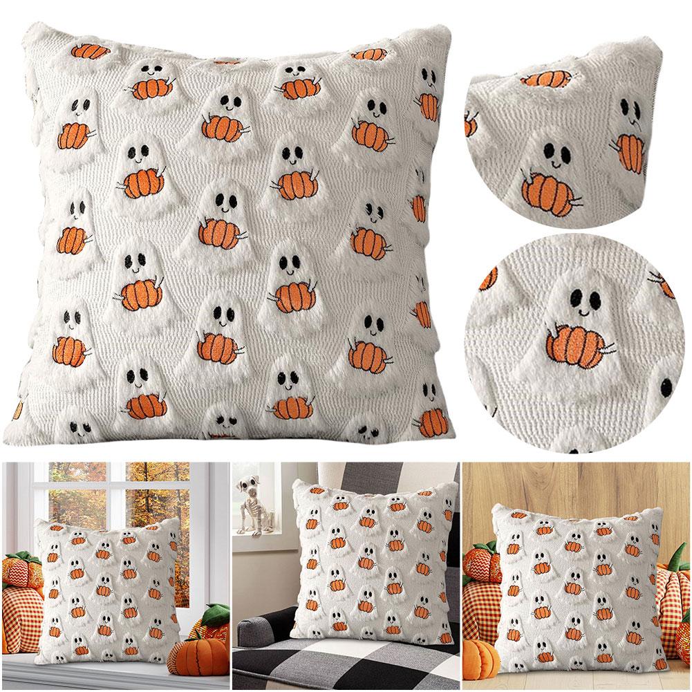 Halloween Ghost Pillow Cover Ghost Throw Pillow Case 17.72 Inch Plush Ghost Pillowcase Couch Cushion Case Halloween Party Favors