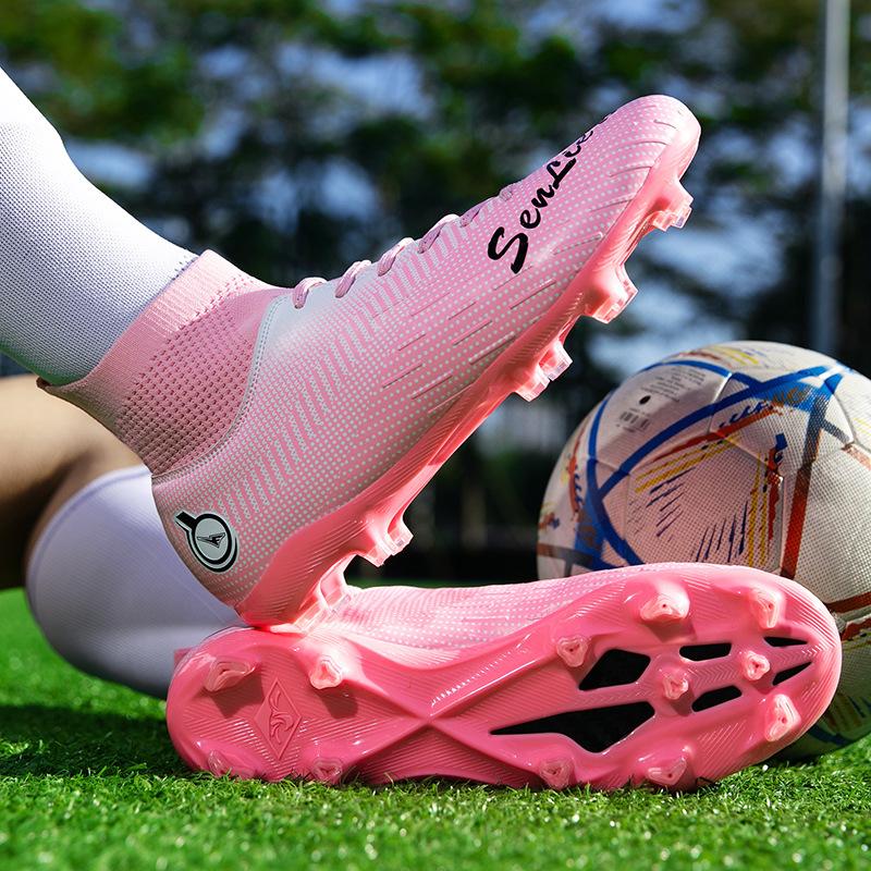 New high-top football shoes, men's and women's young college students' training shoes, long nails, broken nails, adult non-slip football training