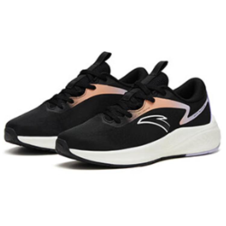 Anta Running Sports Versatile Shock Absorbing Non-Slip Durable Low-Top Sneakers Women Sneakers Black Purple 922315519-4