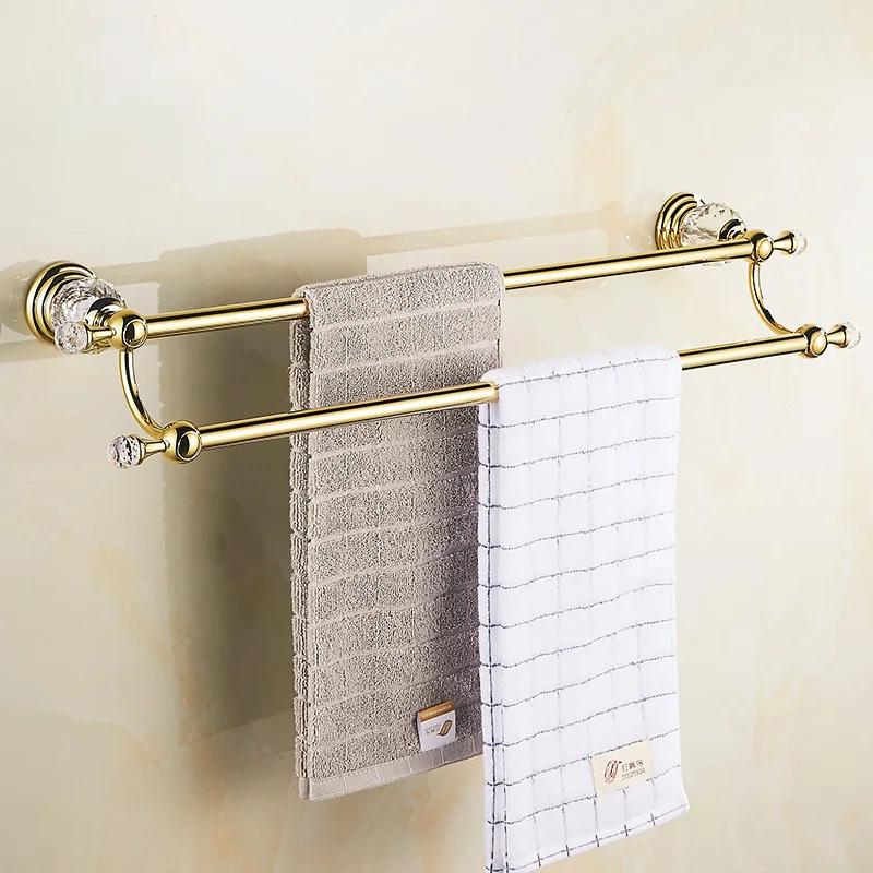 Luxus Kristall Badezimmerzubehör Set Gold Poliertes Badezimmer-Beschläge Set Wandmontiertes Badezimmer-Produkte Korbregal