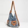 Women's shoulder and crossbody denim bags versatile zipper large capacity backpack bag