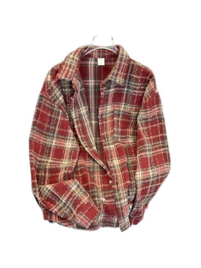Women's Retro Plaid Wool Shirt - Autumn/Winter, Loose Fit, Long-Sleeves, Unisex Outerwear