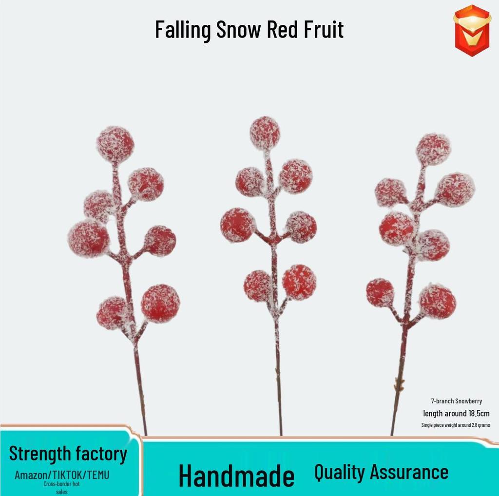 Frosted Snow Money Plant Arrangement with Holly Berries - Nordic Christmas Decoration