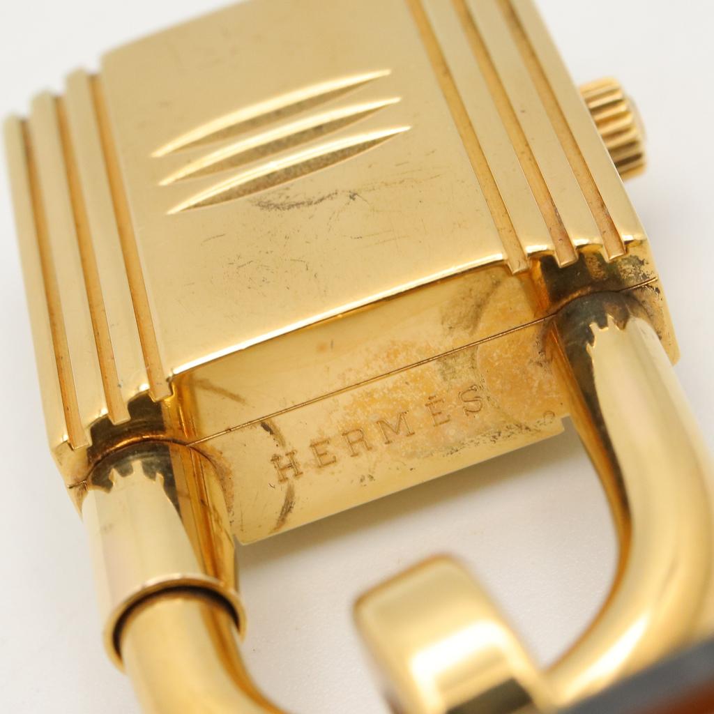 Used HERMES Kelly Watch Wrist Watch KE1.201 Quartz Gold Plated Leather Belt Used Women