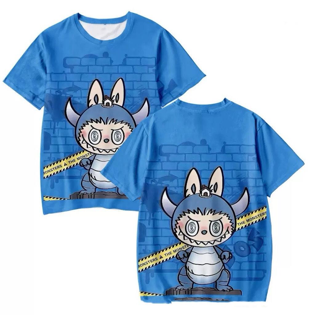 Labubu 3D-Druck Kinder T-Shirts Cartoon Junge Mädchen T-Shirt Paar Kurzarm Kinder Eltern-Kind Gleicher Stil