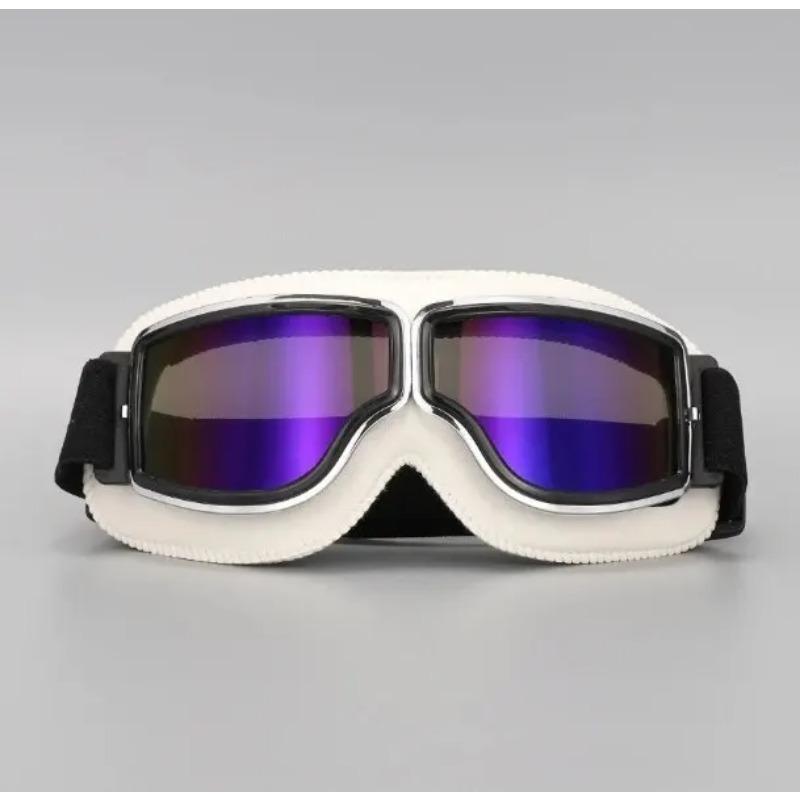 Motorradbrille Winddichte Motorradhelmbrille Sonnenbrille Retro Universal Klappbar Leder Retro Motorrad Zubehör