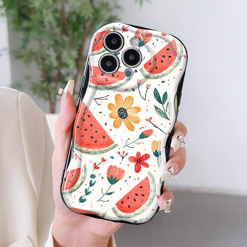 Carcasă cu textura cremă cu model de desene animate, cu margine ondulată, husă din silicon moale pentru telefon pentru OPPO Reno Realme OnePlus Vivo