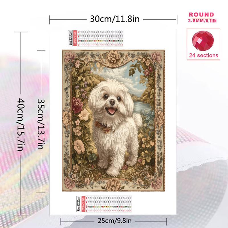 Maltese Pattern 3pcs 100% Round Full Drill 5D DIY Diamond Painting Embroidery Cross Stitch Rhinestone Décor