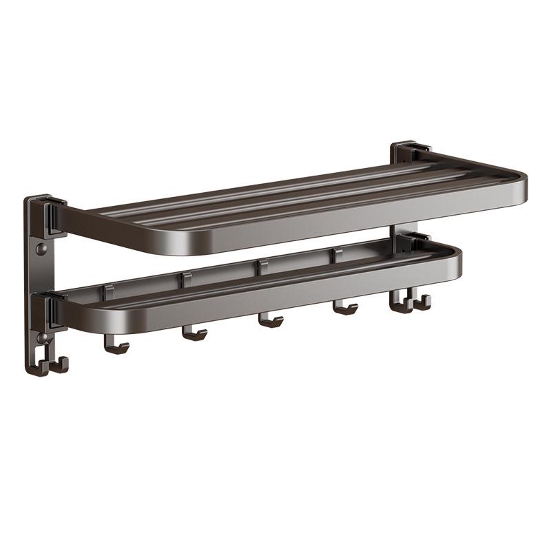 Gun Gray No-Drill Bathroom Towel Rack & Toilet Storage Set