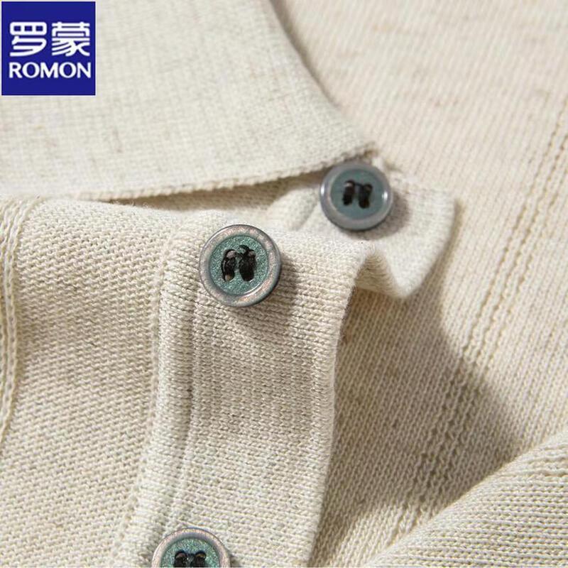 ROMON Men's Knitted Linen Blend Polo Shirt