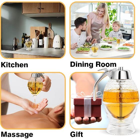 Zásobník na med, Zásobník na javorový sirup, Dóza na med se stojanem, 200 ml Krásný hrnec na med ve tvaru hřebínku pro domácí kuchyni