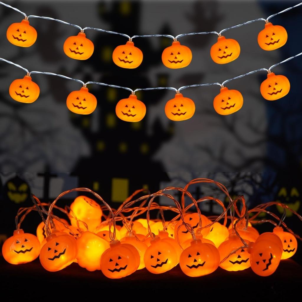 1pc 10/20 LED 3D Pumpkin String Light Halloween Atmosphere Decorative Lamp Battery Powered For Home Bedroom Party Festival Decor