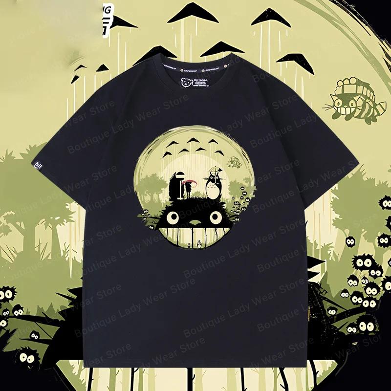 Miyazaki Totoro Summer Fashion Brand Short-Sleeved Women T-Shirt Short Sleeve Y2K Style Couple Man Women T-shirt