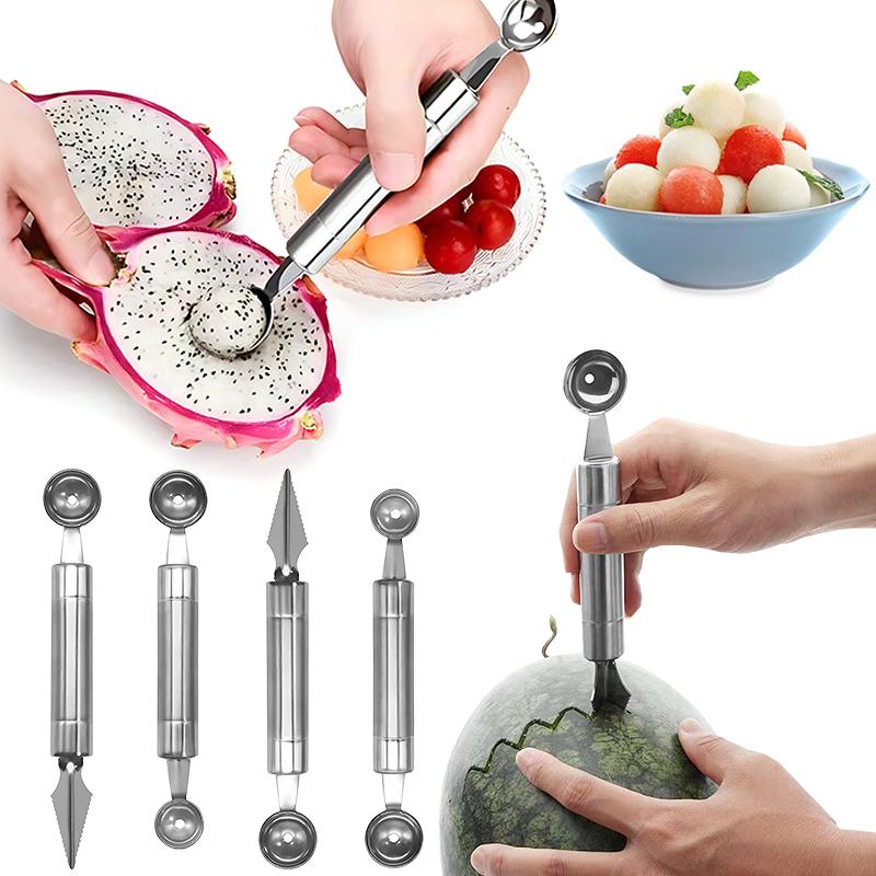 1PC Fruit Shaping Tool Stainless Steel Carving Ball Scooping Gadget Suitable for Watermelon Cantaloupe Reusable Kitchen Prop ZYF