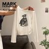 MARK FAIRWHALE Women's Asymmetric Off-Shoulder Long Sleeve T-Shirt